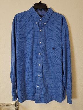 Chaps Blue Grid Button-Down Shirt